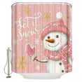 thumbnail image 2 of Blush Pink Snowman, Bathroom Curtain 72 Inch Shower Curtain with Hooks, Christmas Gold Snowflake Waterproof Polyester Bath Curtain Washable Bathtub Curtain 66''x 72'', 2 of 6