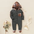 thumbnail image 3 of NZRVAWS Newborn Baby Boys Romper Jumpsuit Onesies Bodysuit Long Sleeve Plaid Print Pocket Single Breasted Design Romper 6-12 Months,Gray, 3 of 7