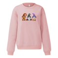 thumbnail image 4 of Women's Casual Crew Neck Sweatshirt Halloween Three Pumpkin Broom Graphic Pullover Vintage Streetwear Top Fall Winter Oversized Sweatshirts Pink L, 4 of 9