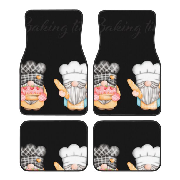 Fotbe Little Chef Gnome Juego de 4 Tapetes para Auto con Estampado – Alfombrillas de Goma Reforzada, Diseño Antideslizante, Protección para Todo el Año – Vehículos, Autos, Camionetas y SUVs