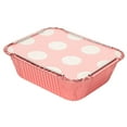 thumbnail image 3 of Foil Lux 12 oz Rectangle Pink Aluminum Take Out Container - Polka Dot Paper Lid - 5 3/4" x 4 3/4" x 1 3/4" - 50 count box, 3 of 11