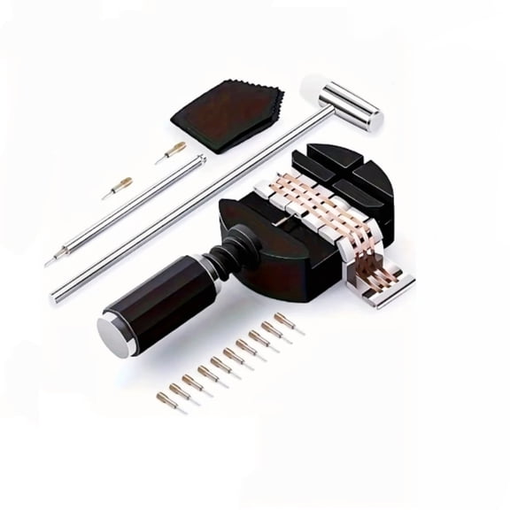 XBQUSVI Watch Link Removal Kit, Resizing Tool for Bracelet Adjustment and Replacement, Pin Remover for Sizing Strap, Watch Adjuster with Hammer, Punches and User Manual