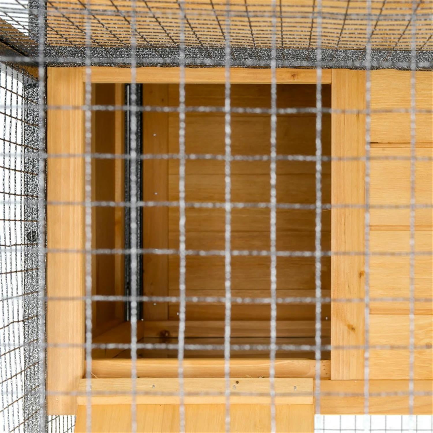 Demi Bonn 48" Wooden Rabbit Hutch with Slide-out Tray, Outdoor Small Animal Habitat Chicken Coop Bunny Cage for Bunnies, Guinea Pigs, Yellow