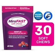 MiraFAST Soft Chews, Gentle Constipation Relief for Kids & Adults, Fast Acting Laxative, Mixed Berry Flavor, 30 Ct