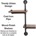thumbnail image 2 of 3-Tier Wooden Wall Ladder Floating Rustic Shelf 35"x40" With Iron Black Pipe Hardware For Bedroom, Kitchen, Office, 2 of 5