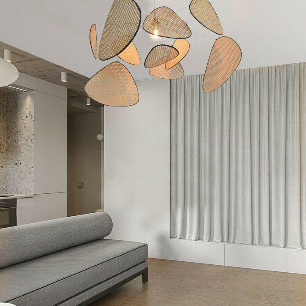 Miumaeov Bamboo Wicker Chandelier Pendant Light Rattan Hanging Lamp Chandelier Light Fixture for Bedroom Dining Room Cafe Bar