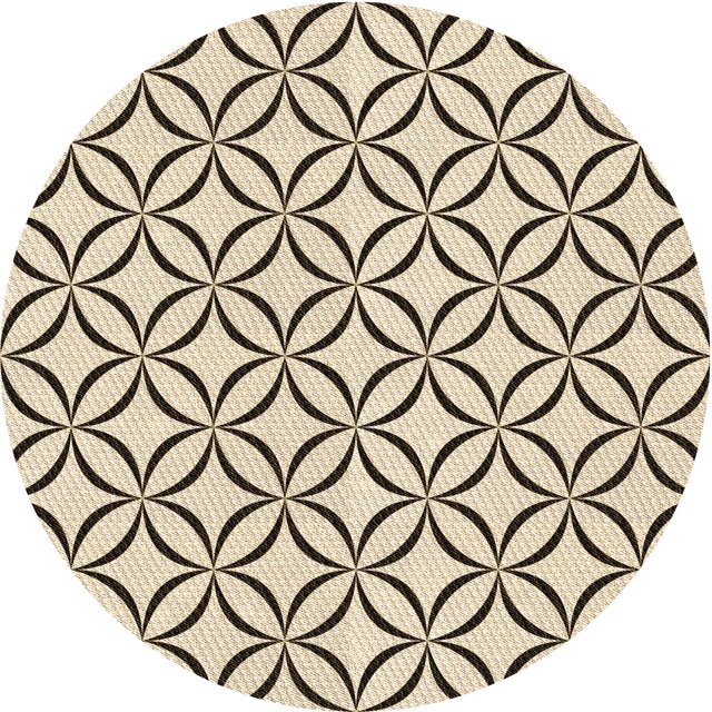 Ahgly Company Tapis d'Intérieur Rond Lavable en Machine Beige Blé Transitionnel, 3 Pieds Rond