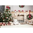 thumbnail image 1 of Kate 7x5ft Christmas Photography Backdrop White Brick Fireplace Bear Christmas Tree Backgrounds Children Photography, 1 of 1