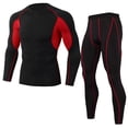 thumbnail image 1 of Qarigey Conjuntos de ropa interior térmica de invierno para hombre, Calzoncillos largos a prueba de viento, mallas elásticas de manga larga, traje para conjuntos de ropa Negro y rojo SG Qarigey AP013580-02, 1 of 6