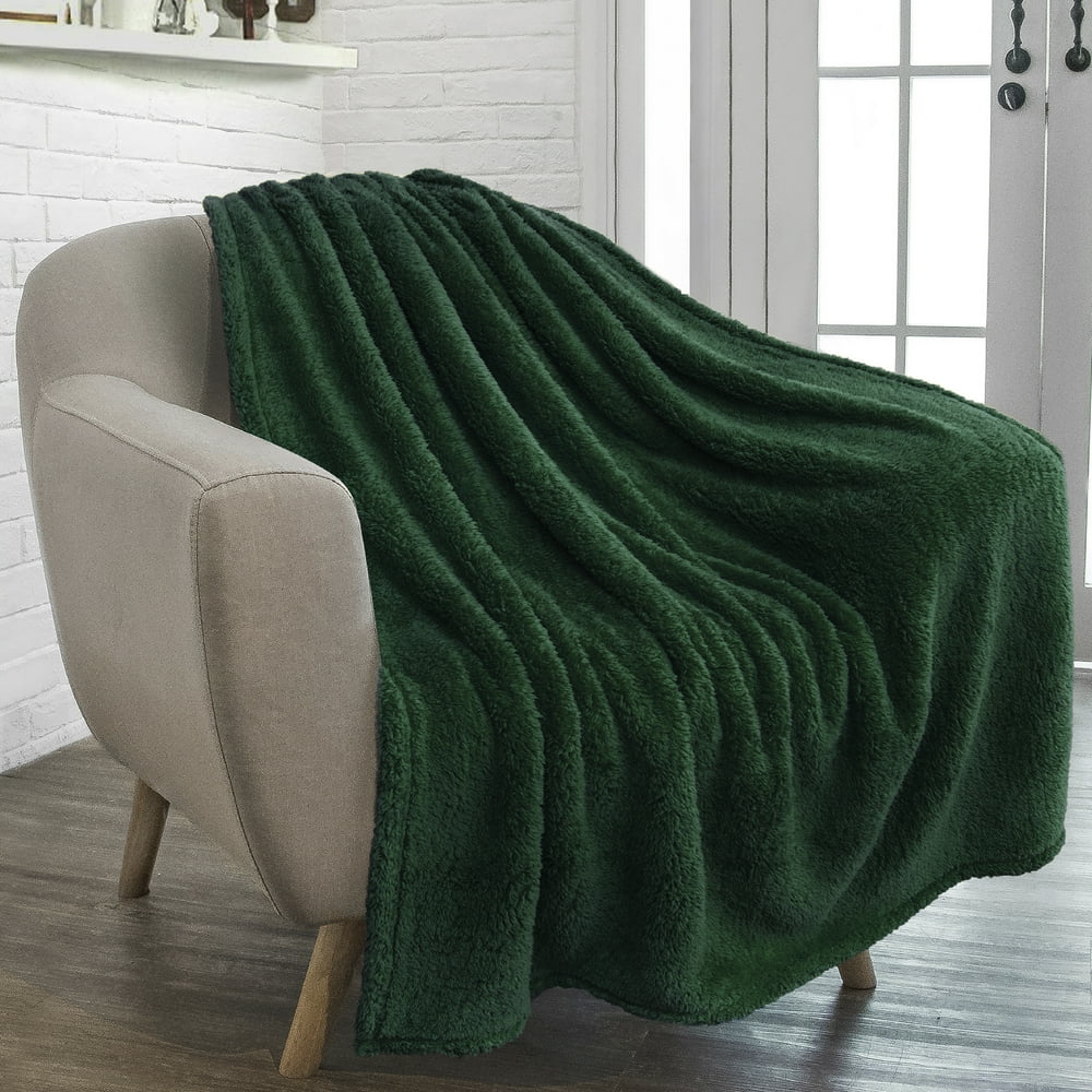 PAVILIA Fluffy Sherpa Throw Blanket for Couch Sofa Plush Shaggy