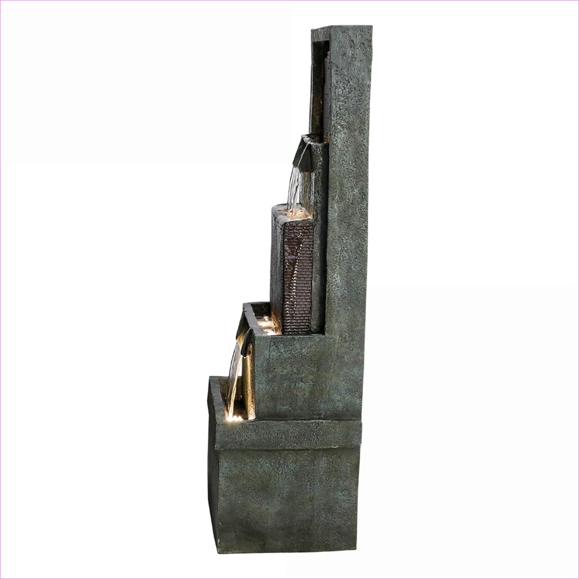 Fountains 39.3"H Outdoor Fountain for Garden Patio Backyard Porch, With LED Lights & Adjustable Pump | Resin | Waterfall