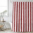 thumbnail image 4 of Red Geometric Bathroom Shower Curtains with 12 Hooks Polyester Waterproof Shower Curtain for Stalls and Bathtubs Vintage Stripes Abstract Modern Art Decorative Bathroom Privacy Curtain 66x72 Inches, 4 of 9