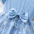 thumbnail image 6 of Kids Girls Floral Embroidered Tulle A-Line Dress with Bow Breathable Summer Party Dress Blue 3T,Size 7 T, 6 of 6