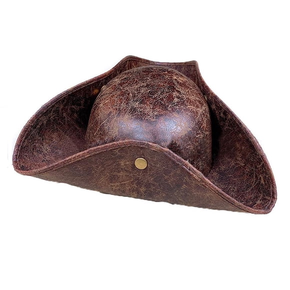 DHliIQQ Chapeau Tricorne Pirate en Faux Cuir Marron Usé Accessoire de Déguisement Taille P9g6