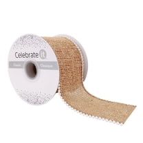12 Pack: 2.5" x 3yd. Burlap & Beaded Wired Ribbon by Celebrate It Classic