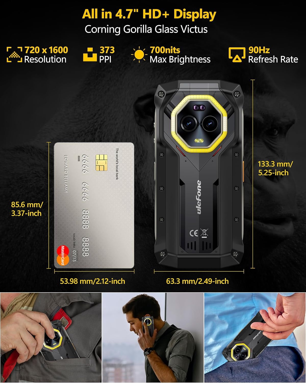Ulefone Armor Mini 20 Pro 5G Rugged Phone, 16GB 256GB MTK Dimensity 6300, 6200mAh(33W)