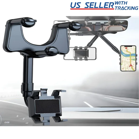 360° Car Phone Holder Rotatable And Retractable Mirror Multifunctional Rearview