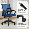 thumbnail image 3 of Monibloom 1PC Mesh Office Chair, Ergonomic Mid Back Computer Desk Chair with 2.8" Thick Seat, Lumbar Support, Navy Blue, 3 of 9