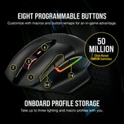 Corsair DARK CORE RGB PRO SE Wireless FPS/MOBA Gaming Mouse with SLIPSTREAM Technology, Black, Backlit RGB LED, 18000 DPI, Optical, Qi wireless charging certified