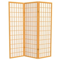Red Lantern 5 ft. Tall Window Pane Shoji Screen - Honey - 3 Panels