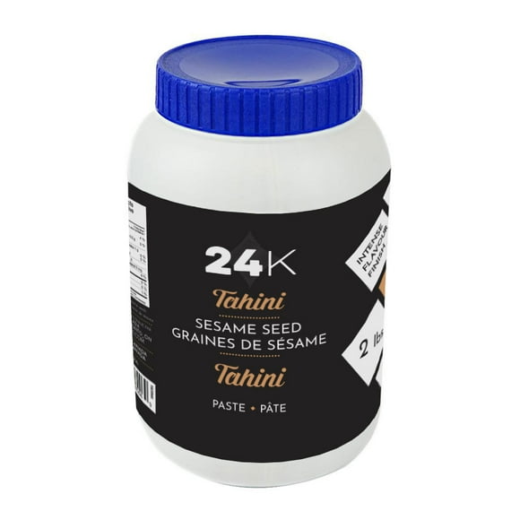 24K Tahini Paste - 2lb (32oz) | Pure Ground Sesame Seeds, Make Homemade Hummus, Baba Ghanoush.