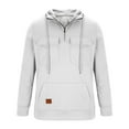 thumbnail image 2 of Hoodies for Men 1/4 Zip Up Sweatshirt Tops Plain Long Sleeve Pullover Hooded Blouse with Multi Pockets Hoodie Loose Fleece Sweatshirt Fashion Casual Workout Sportwear Fall Winter Sweater, 2 of 5