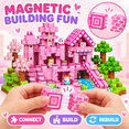 thumbnail image 4 of HXFOU 150PCS Pink Castle Magnetic Building Blocks for Kids, STEM Magnetic Cubes Blocks Toyfor Kids Ages 3+, 4 of 9