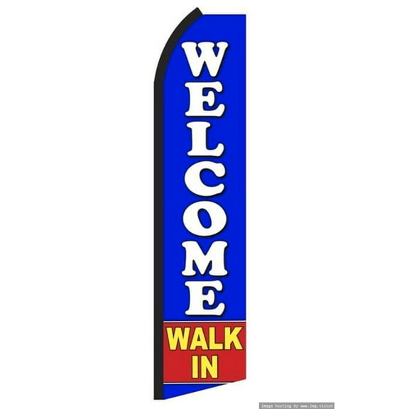 OnPoint Wares| Welcome Walk In Swooper Flag | Advertising Flag/Business Flags | 11.5ft x 3.5ft