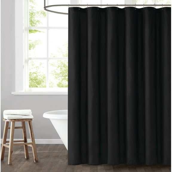 TRULY SOFT Everyday Black Shower Curtain, Solid Color Themed, Oeko-TEX Certified