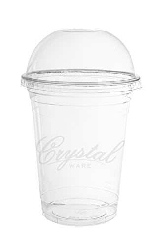 50 Smoothie Cups Milkshake Cups & Lids 16oz Clear Plastic Domed Lids With Hole 