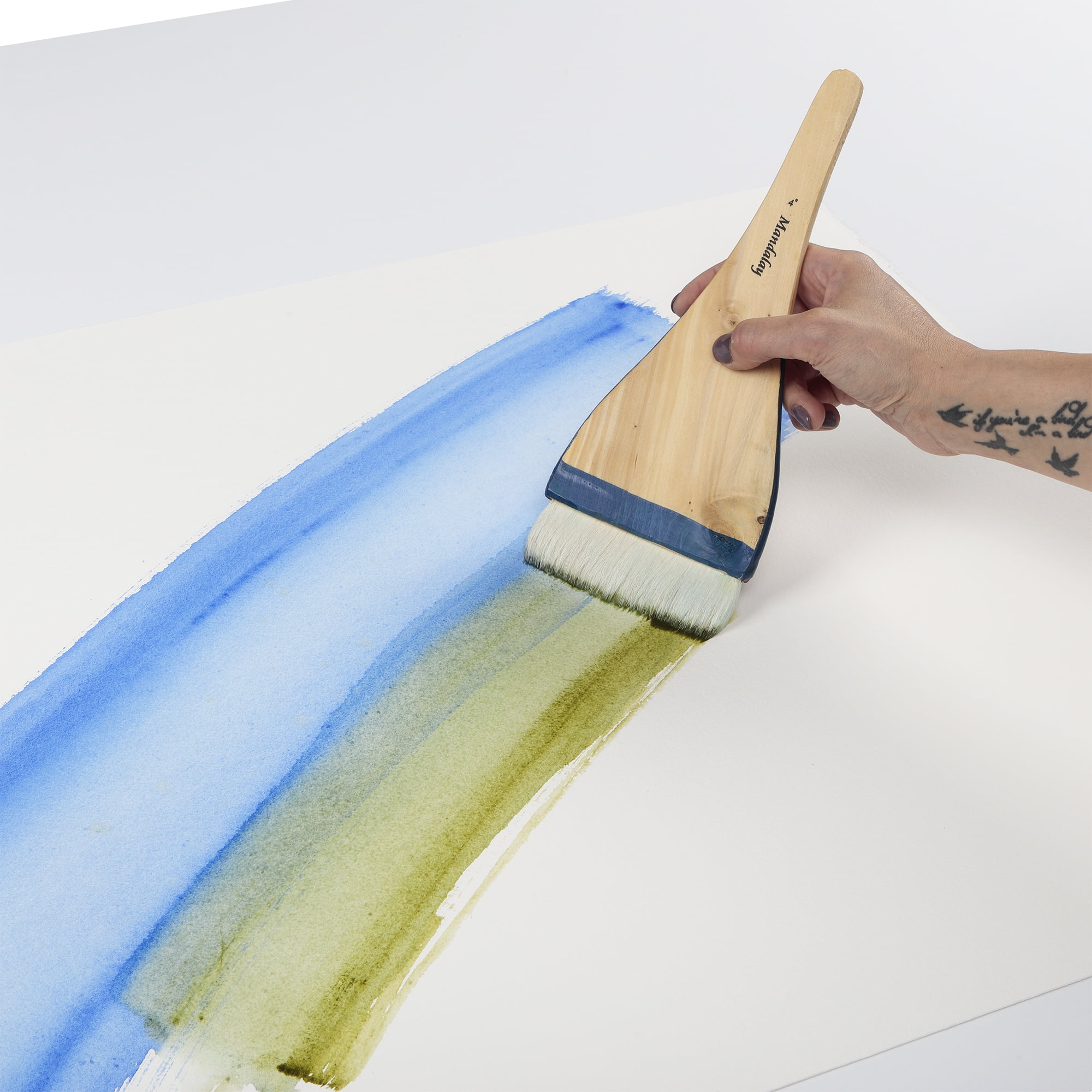 Creative Mark Mandalay Professional Goat Hair Hake Brush - 2" Wide Paint Brush with Paddle Handle for Professional Artists - Soft Natural Bristles Ideal for Sumi-e and Color Washes