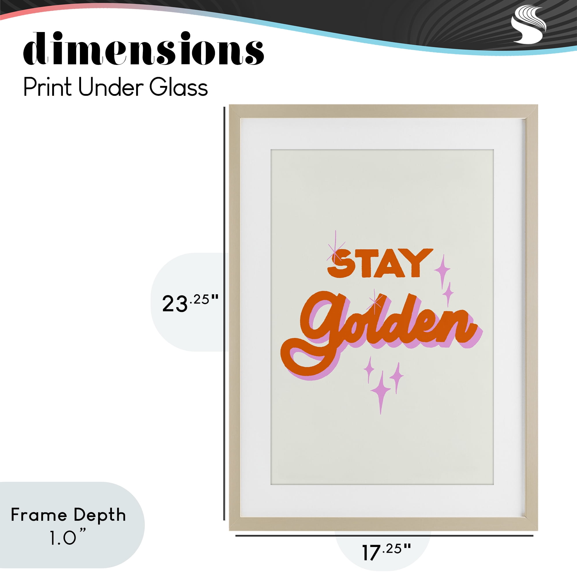 Stupell Industries Stay Golden Retro Letters Birch Framed Print Under Glass, design by Indira Prieto | IndySign