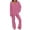 Hot Pink, variant on Womens Pajama Sets Long Sleeve,Women Two Piece Outfits V Neck Solid Color Tops with High Waist Pants Baggy Fall Winter Warm Pajama Set