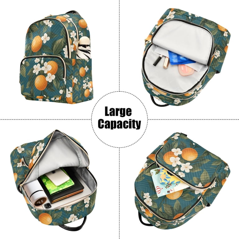 floral mini backpack hogh quality 5 FORMRS Mini Backpack Purse for Women Travel Daypack Casual Shoulder Bag,  Orange Leaves
