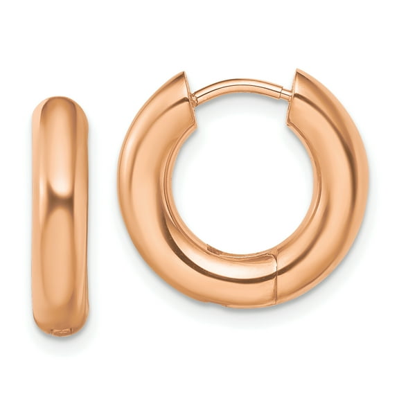 Primal Steel Stainless Steel Rose IP-plated 4mm Hinged Hoop Earrings