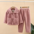 thumbnail image 2 of HNMKIU Soft Winter Flannel Pajama Set Long Sleeve Cozy Loungewear Sleepwear Homewear Outfit with Girls Pajamas for Boys Girls Toddler Kids 01_Hot Pink,3-4 Years, 2 of 3