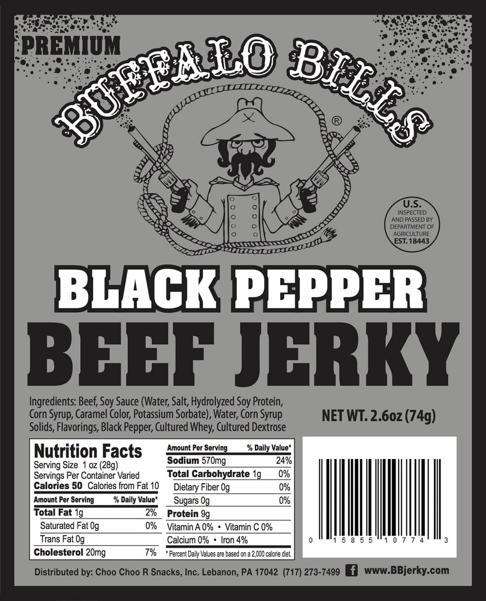 Buffalo Bills 2.6oz Premium Black Pepper Beef Jerky Packs (six 2.6oz beef jerky packs)