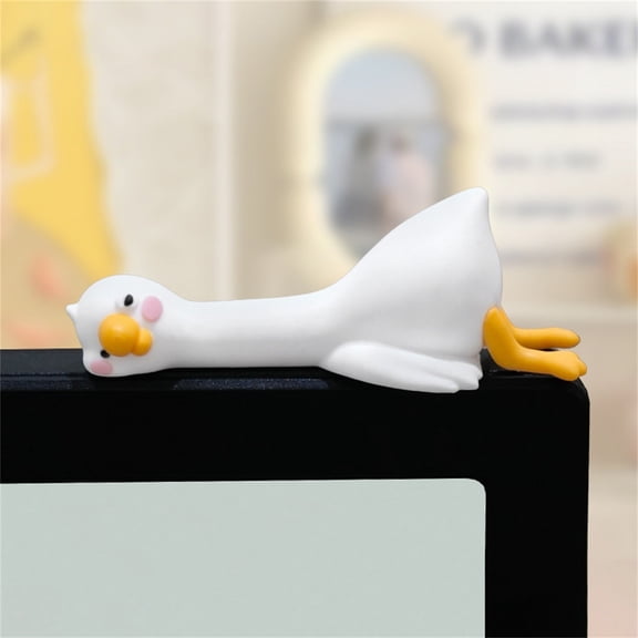 Lazy White Goose Resin Figurine – Cute Screen Buddy for Desk, Car & PC Decor