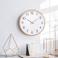 thumbnail image 2 of Silent Sweep Solid Wood Literary Clock, Simple Design, Nordic Wooden Clock, Wooden Wall Clock, 2 of 5