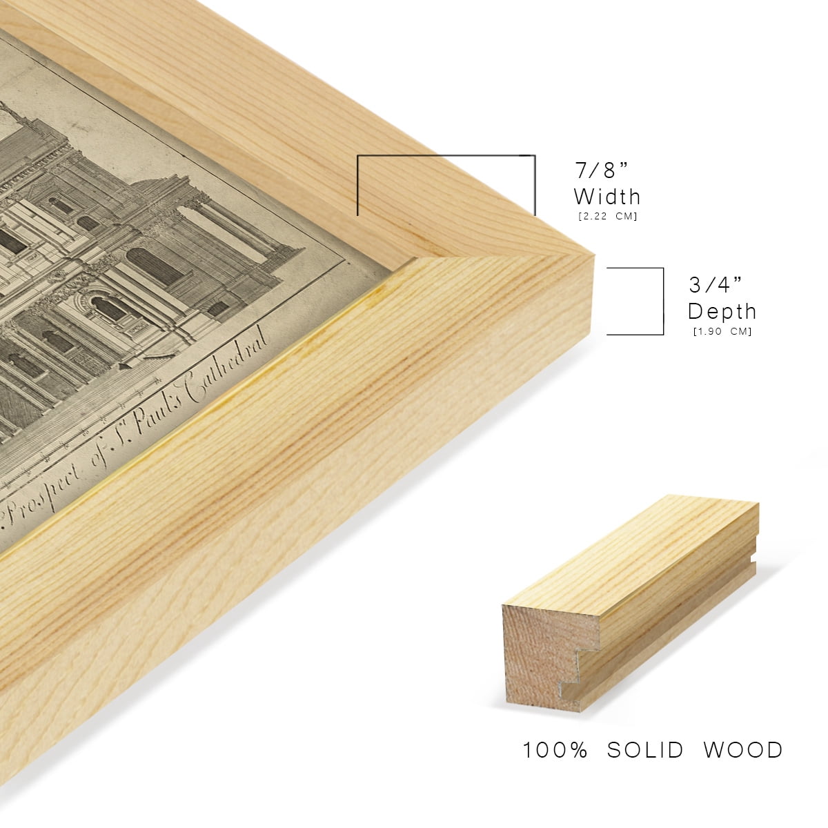 St. Paul's Cathedral -Framed Print w/glass-Natural Wood