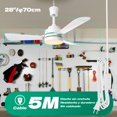 thumbnail image 2 of Ventilador de techo enchufable con gancho,Ventilador de luz 35W,5M cable de luz,Diámetro 28in/70cm.con mando a distancia, adecuado para la habitación, tienda al aire libre, verandas, garaje.Blanco., 2 of 5