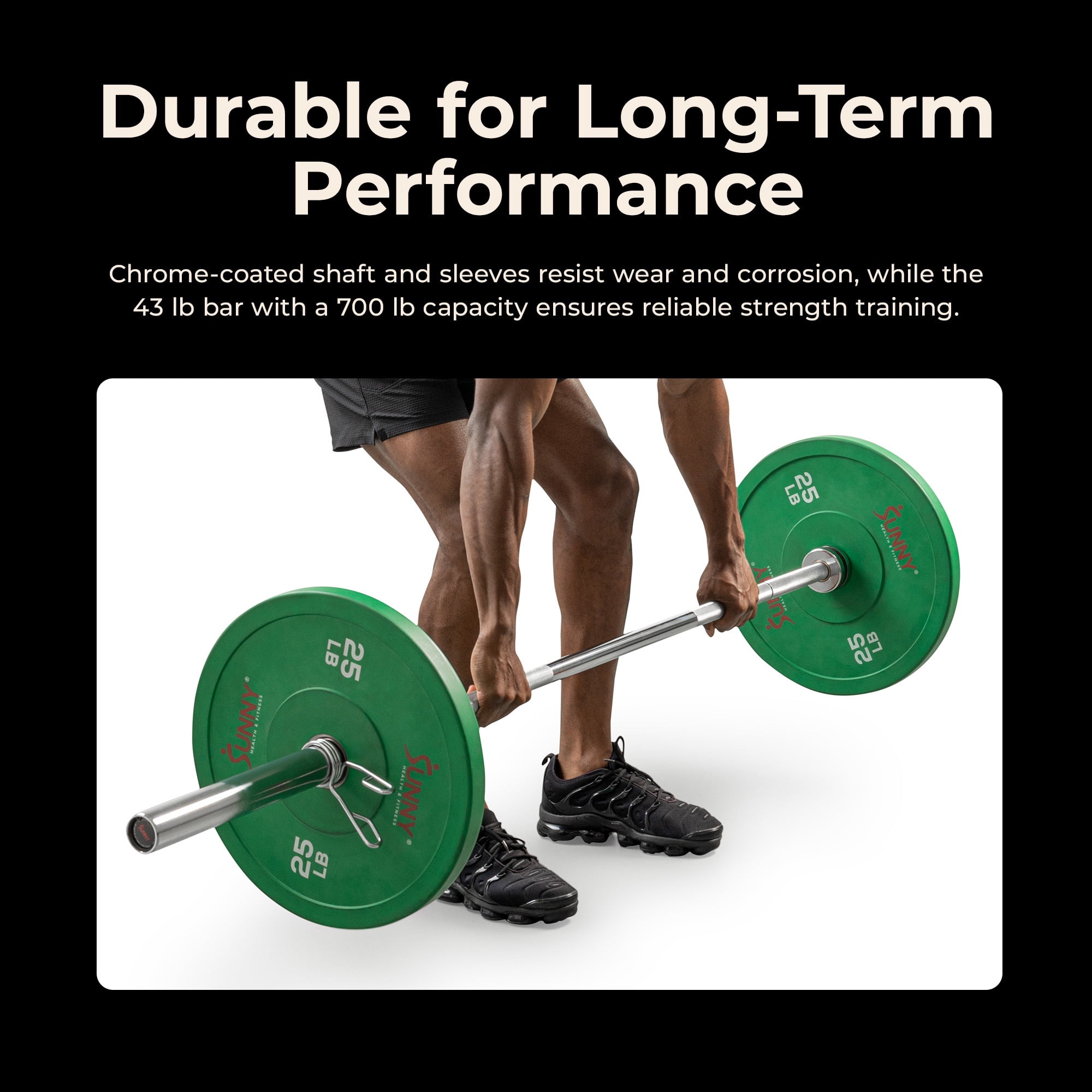 Sunny Health & Fitness 86” (7 ft) Olympic Barbell Bar with 30mm shaft diameter - SF-OB04-86-30