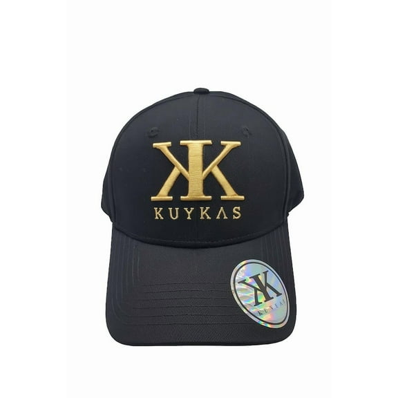 Black KUYKAS adjustable cap with Gold 3D Embroidery - 6 panels, urban style, 80% cotton