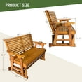 thumbnail image 2 of Innovaze 4.5 Ft Wood Patio Glider Bench with Cup Holders, High Back and Deep Contoured Seat, Heavy Duty 800 lbs (Teak Tone, 2-Seater), 2 of 12