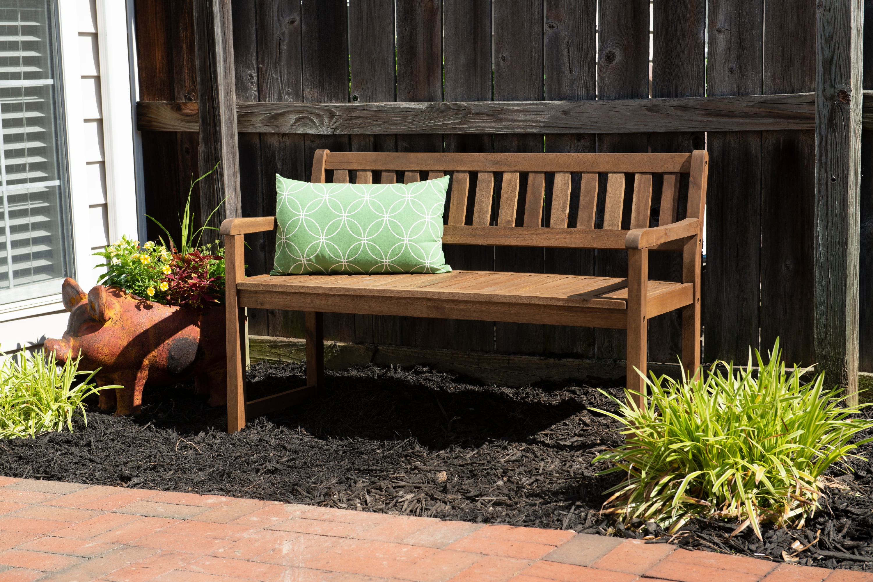 Linon Crosscreek Mid Back Acacia Outdoor Bench Acorn Walmart