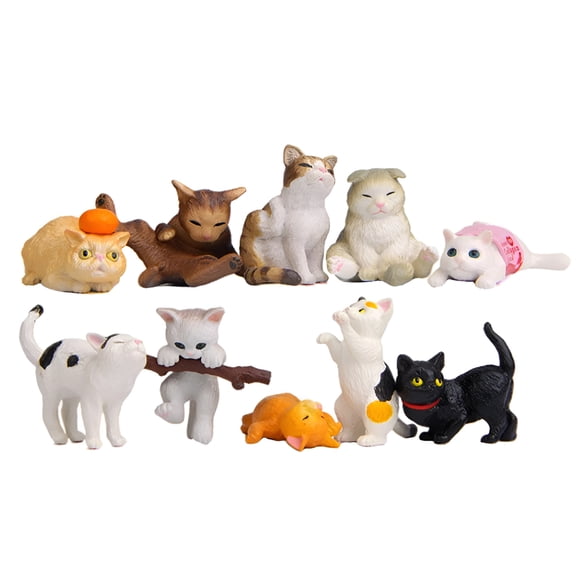 LAMIRO 10/Set Pvc Cat Figures Statues,Miniature Figurines Model Educational Home Decor Dashboard Ornament Collectibles Gifts