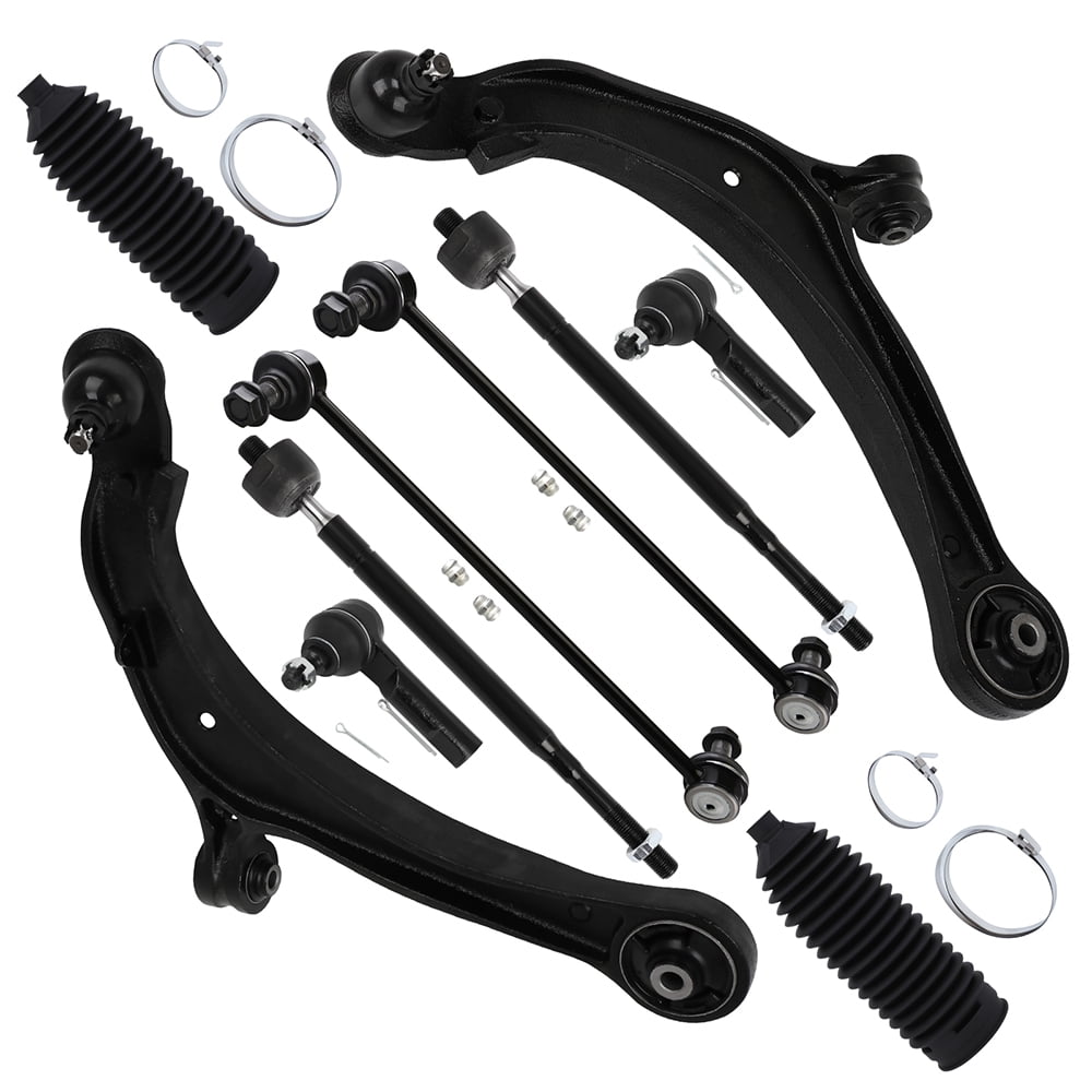 ECCPP - 10PCS Front Lower Control Arm w/Ball Joint Inner Outer Tie Rod End Sway Bar Link Steering Boot Compatible Fit 2011-2017 For Honda Odyssey Suspension Kit