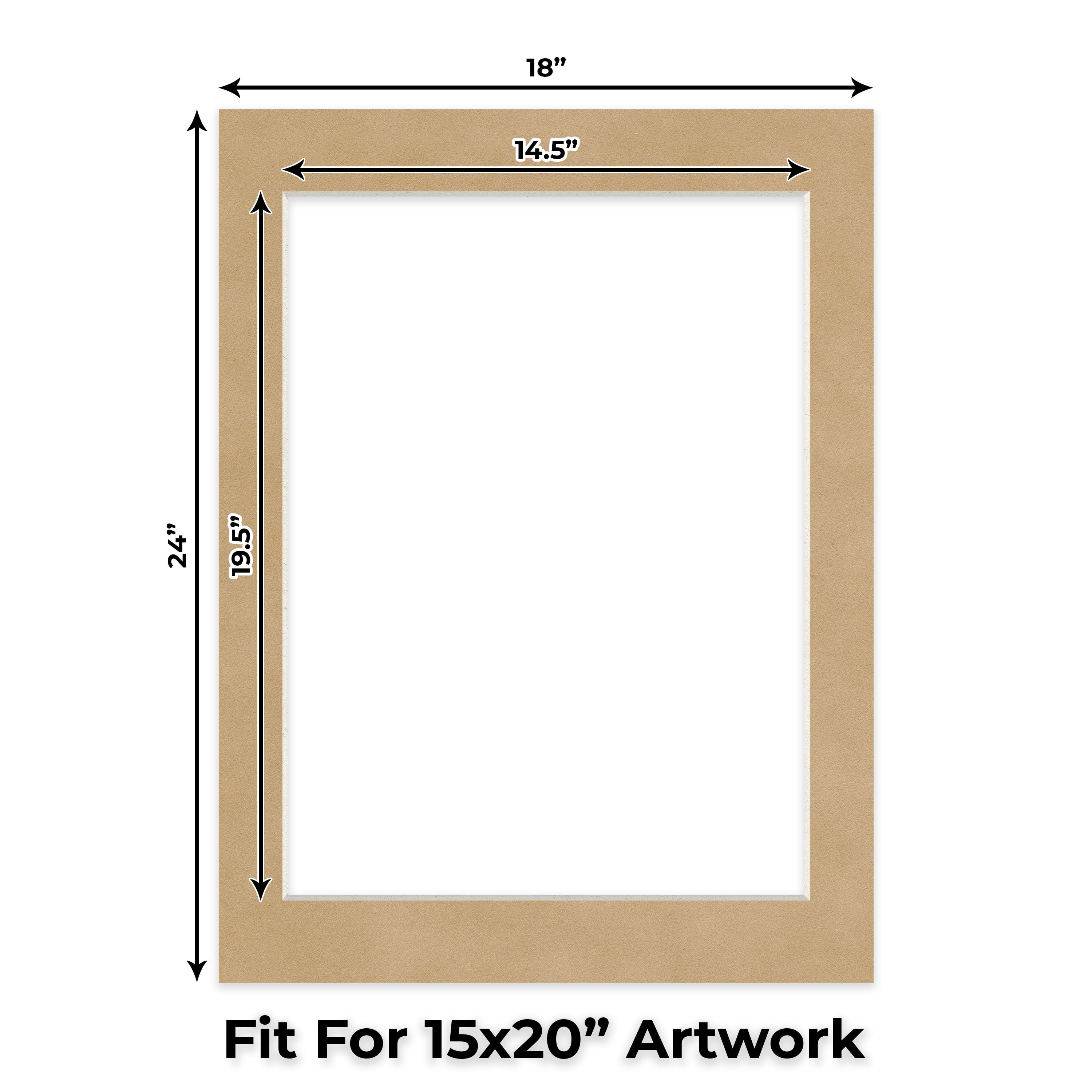 Beige Suede Picture Frame Mat for 18x24 Frames - Fits 15x20 Photos - 50 Mats