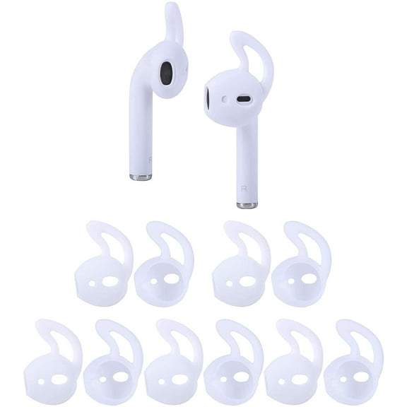 5 Pairs Silicone Ear Tips Compatible for AirPods 1&2,Silicone Soft Anti-Slip Sport Earbud Tips, Anti-Drop Ear Hook Gel Headphones Earphones Protective Accessories Tips