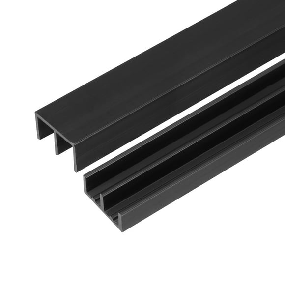 Ensemble de 4 Rail de Porte Coulissante en Plastique, Rail de Fenêtre d'Armoire en Verre Coulissant de 1,31 Pi, Ensemble de Quincaillerie pour Panneaux de 1/4 Pouces d'Épaisseur, pour Petite Porte de Garde-Robe à Contournement, Noir